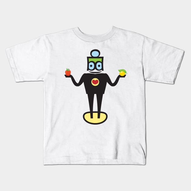 Robot Doctor Holding Healthy Fruit Kids T-Shirt by MonkeyBusiness